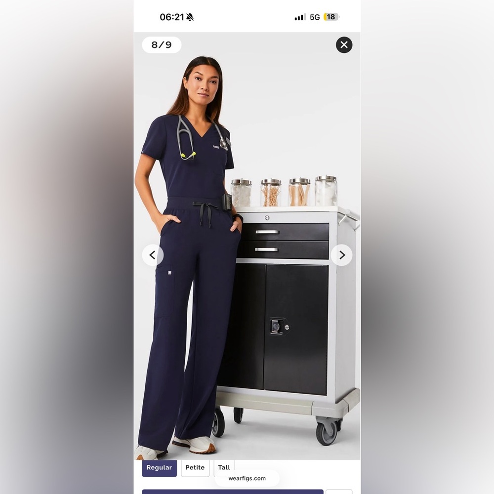 Figs Isabel Wide Leg Pants in Navy